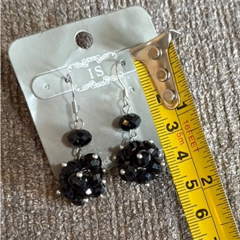 Black Beaded Dangle Earrings, Nickel & Lead free, 1.5” Dangle, Sparkly, NWT